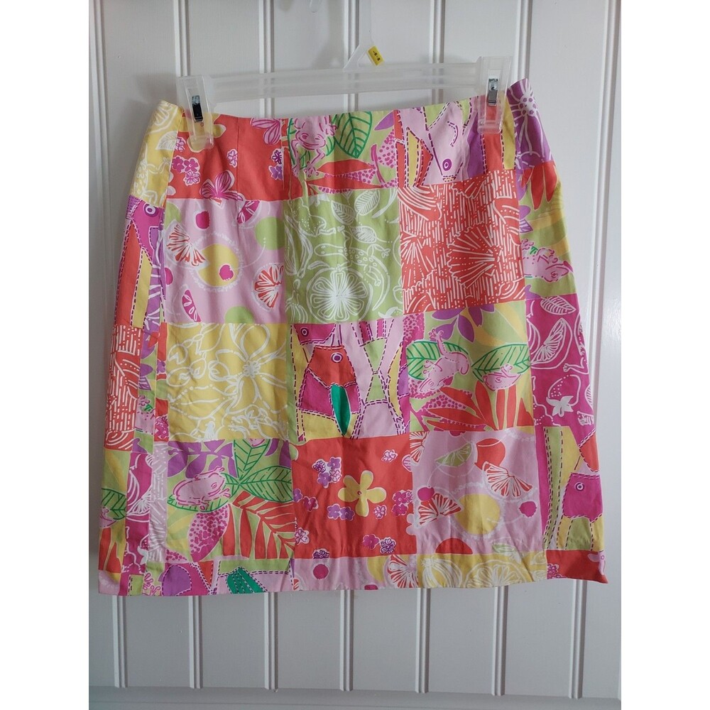Lilly Pulitzer Patchwork Cotton Mini Skirt Size 4 Multi-Print Resortwear Preppy